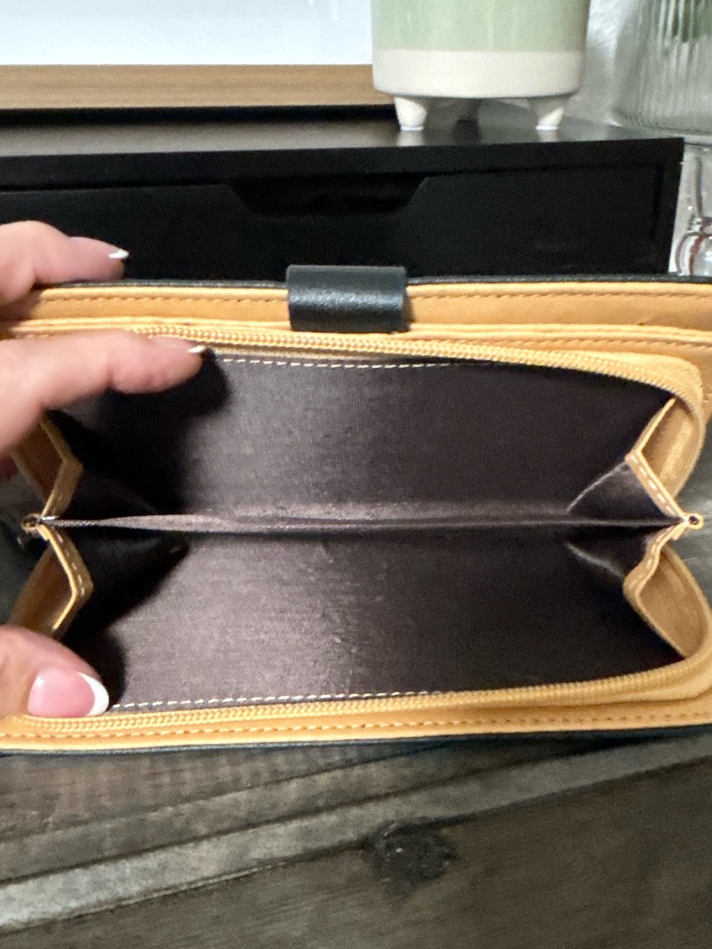 NWOT Black Wallet with Gold Leaf Cutouts - Picture 10 of 10